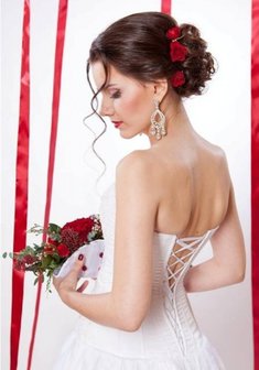 Cвадебная прическа В испанском стиле (Е20058) с собранными волосами