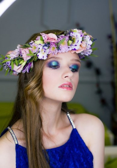 Образ невесты Цветной smoky eyes для синей свадьб (У19448) - Стилист-визажист Ольга Чигвинцева (Уткина)...