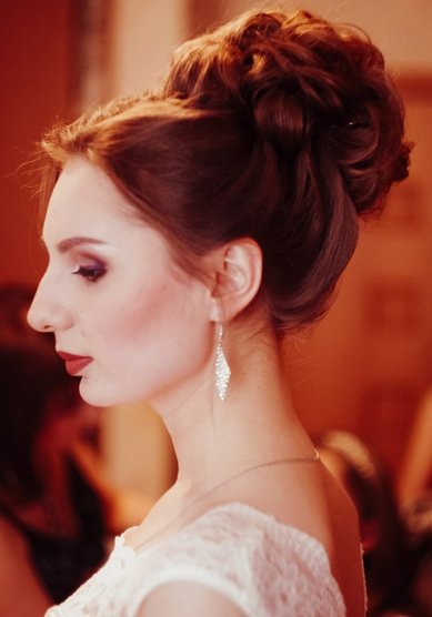 Свадебная прическа Высокий пучок (Е20333) - Свадебный стилист Елена Русских