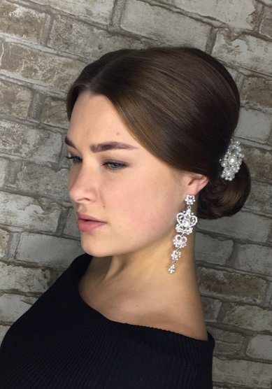 Прическа на свадьбу Гладкий пучок (Е21106) - Свадебный стилист Елена Русских