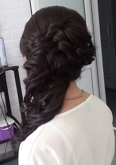 Прическа на свадьбу Греческая коса на бок (Е21234) - Свадебный стилист Елена Русских