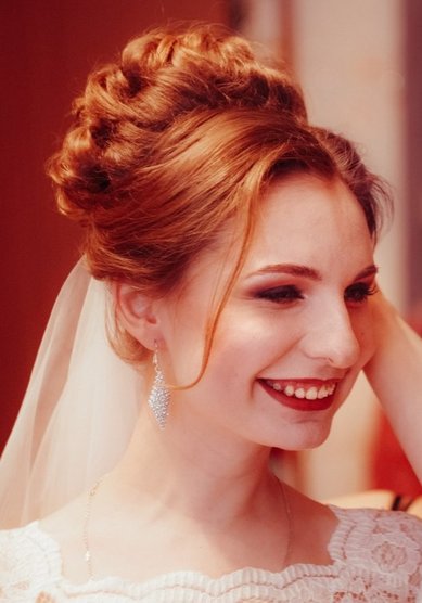 Свадебная прическа Высокий пучок (Е20333) - Свадебный стилист Елена Русских