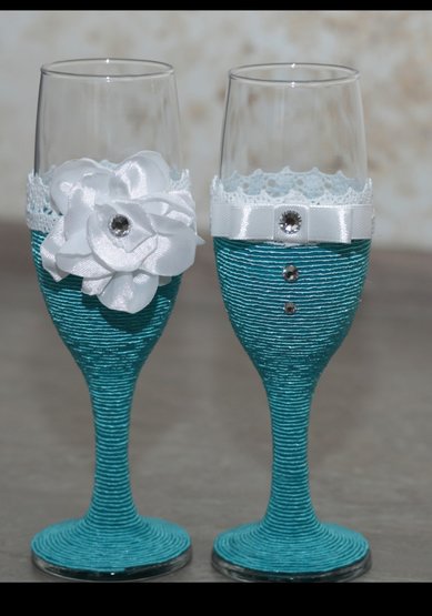 свадебные бокалы бирюза Д81323 - Студия Дарьи Артемьевой